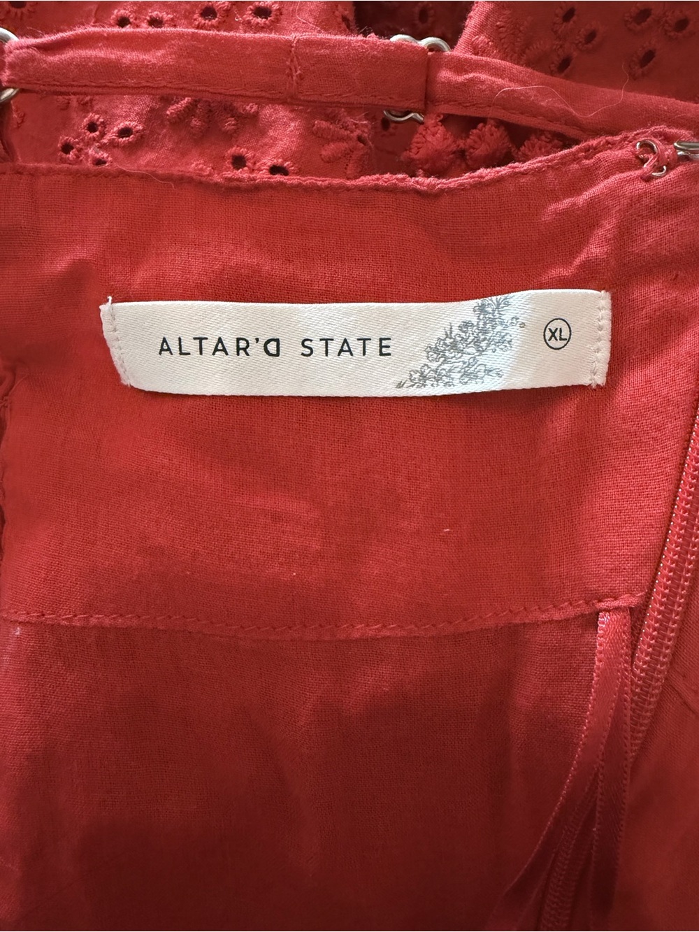 Altar'd State Red Eyelet Spaghetti-Strap Fit & Flare Mini - Picture 8 of 8